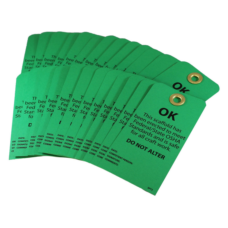 NMC SPT3 OK - DO NOT ALTER Tag - [Pack of 25] 3 in. x 6 in. 2 Side Cardstock Inspection Tag with Grommet, Black Text on Green Base - NewNest Australia