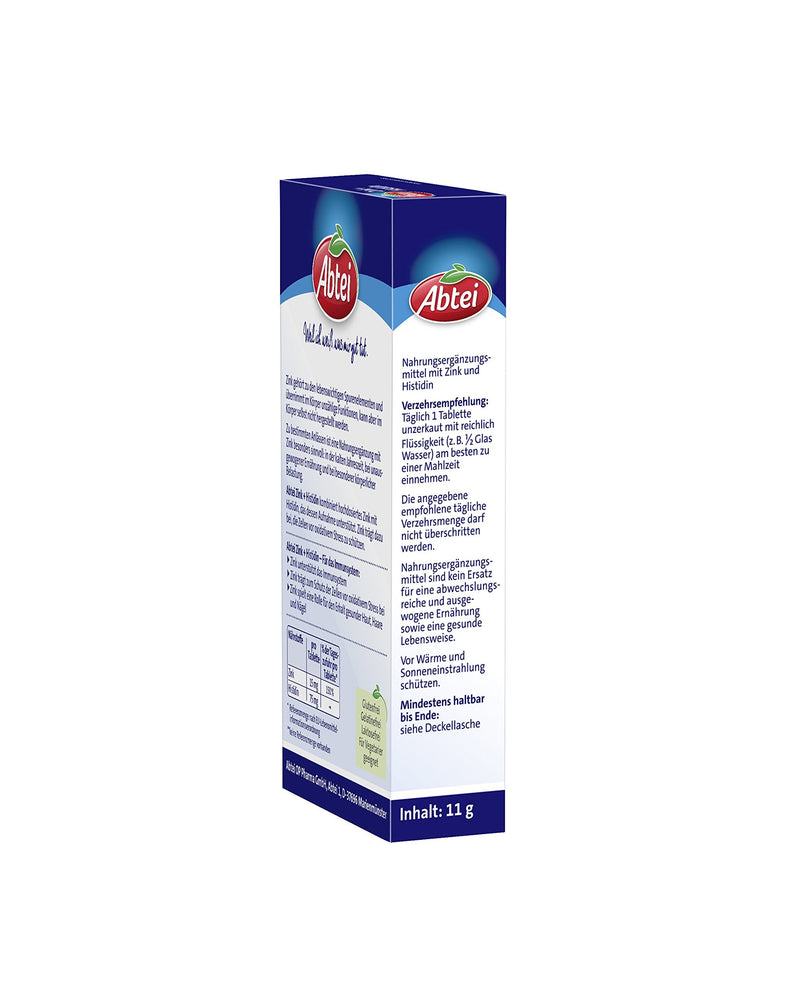 Abtei Zinc + Histidine Defense Plus - High Dose - Nutritional Supplement for the Immune System - with Histidine - 1 x 30 Tablets 30 Pieces (Pack of 1) - NewNest Australia