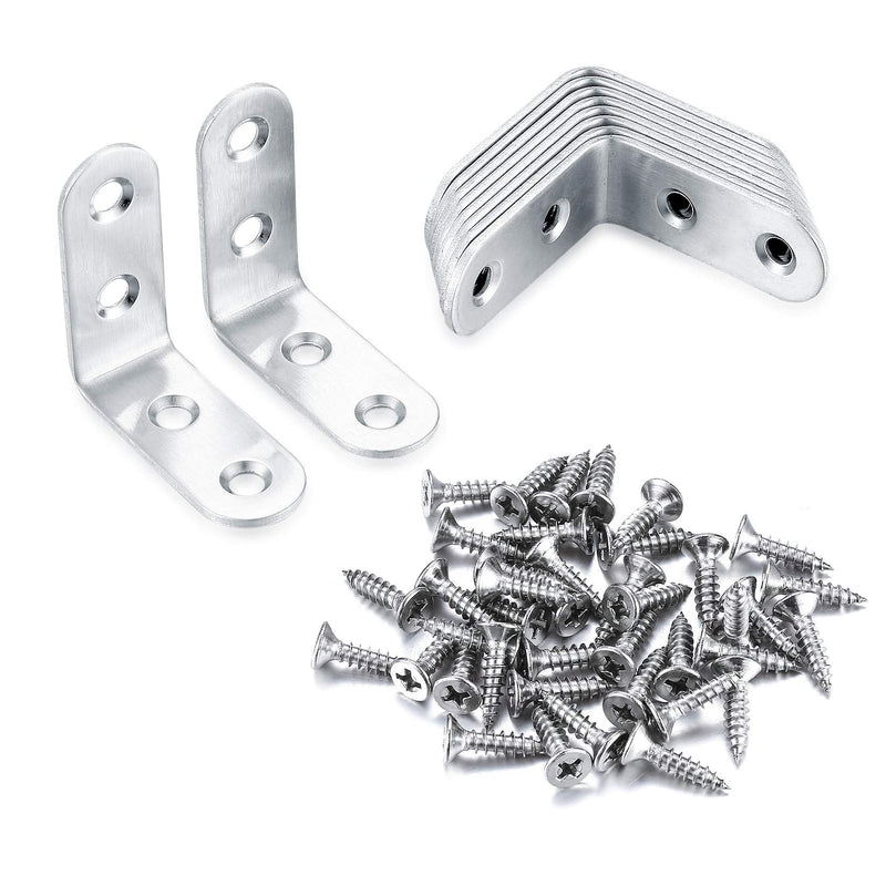 Does Not Apply,Pack Of 10 Stainless Steel Angle Shelf Brackets, Corner Connectors, Metal, Angle Connectors, 90 Degree Corner Connectors, Shelf Coner Brace Brackets For Shelves, Furniture, Wood, With Screws - NewNest Australia
