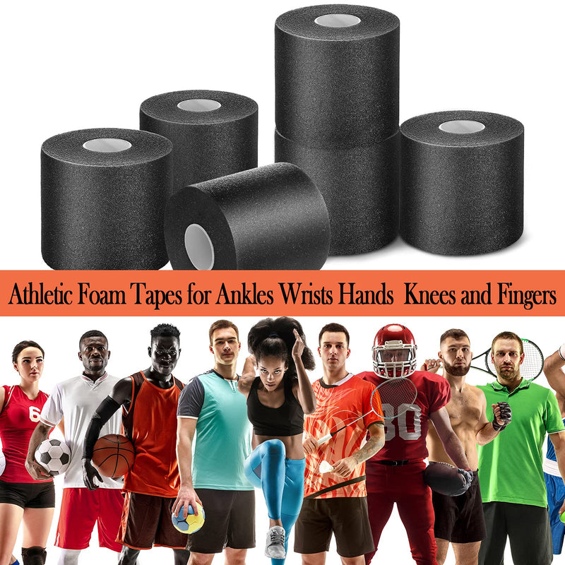 4 Pieces Foam Underwrap Athletic Foam Tape Sports Pre Wrap Athletic Tape for Ankles Wrists Hands and Knees(Black,2.75 Inches x 30 Yards) Black 2.75 Inch x 30 Yards - NewNest Australia