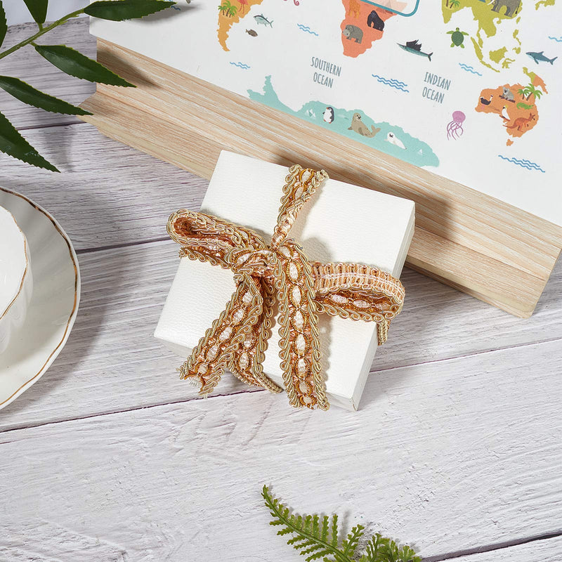 FINGERINSPIRE Gold Braid Trim 5/8" X 12.5 Yards Polyester Ribbon Woven Gimp Fringe Trim for Costume DIY Crafts Sewing Jewelry Making Home Decoration - NewNest Australia
