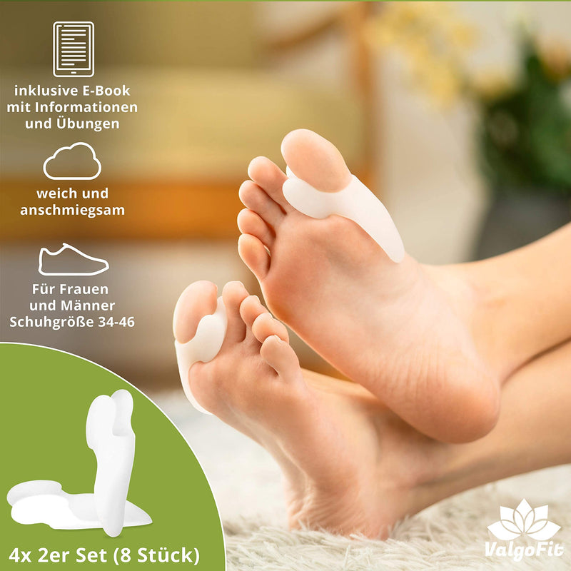 ValgoFit® silicone toe spreader - [8x] - transparent - hallux valgus correction - optimal spread and natural alignment of the toes - bunion correction including training band and eBook - NewNest Australia