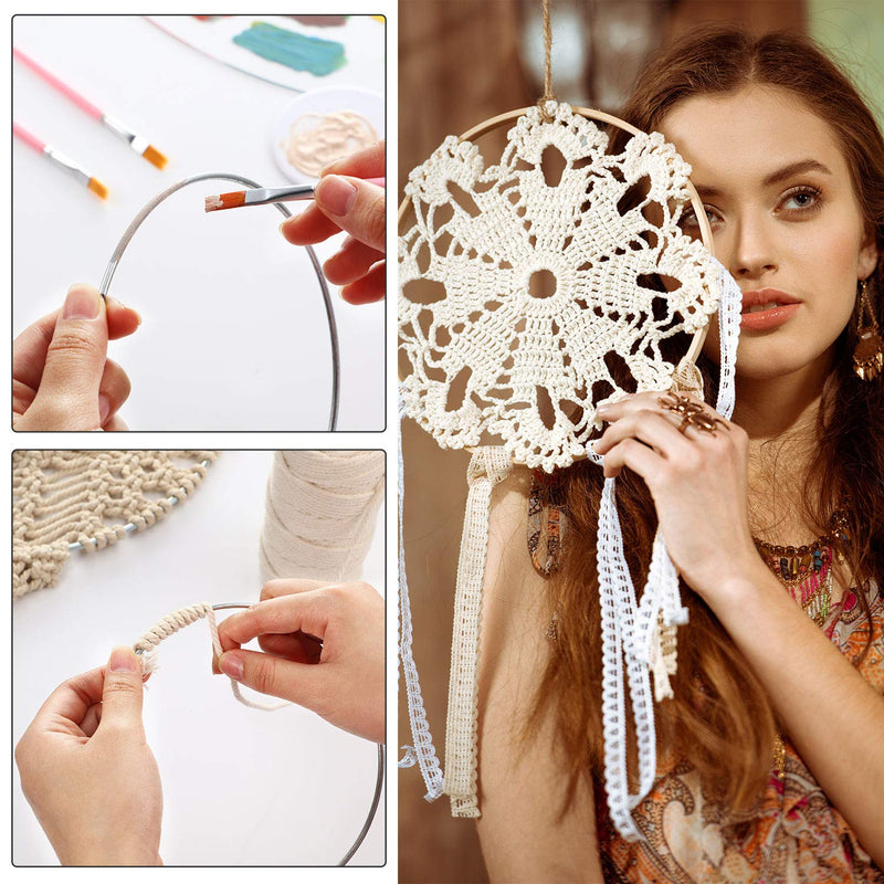 24 Pieces Metal Rings Hoops Metal Dream Catcher Rings Metal Macrame Rings Steel Craft Rings Metal Floral Hoop for Wreaths Macrame Projects (Silver, 3/5/ 7/10/ 14/16 cm) - NewNest Australia