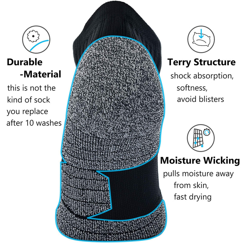 CWVLC Unisex Cushioned Compression Athletic Ankle Socks Multipack Large 3-pairs Black - NewNest Australia