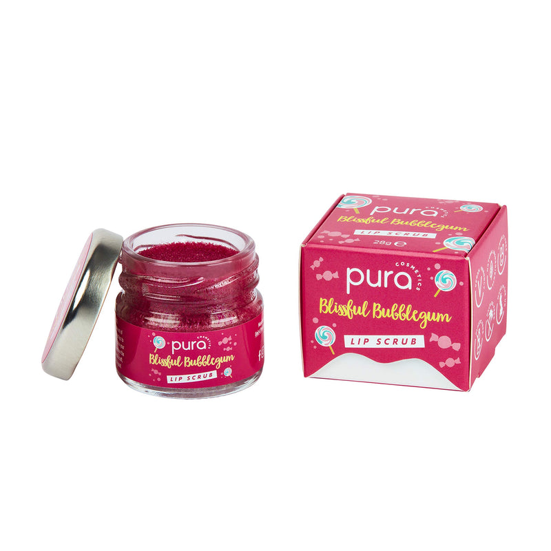 Pura Cosmetics Vegan Lip Scrub in Blissful Bubblegum (28g) - Natural Ingredients, Cruelty-Free, Plastic-Free Packaging & Made in the UK - NewNest Australia