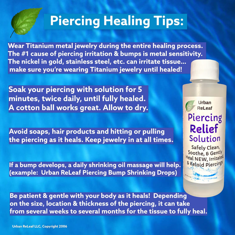 Urban ReLeaf Piercing Relief Solution ! Safely Clean, Soothe & Gently Heal New, Irritated and Keloid Piercings. 100% Natural Sea Salt, Tea Tree, Rosemary - NewNest Australia