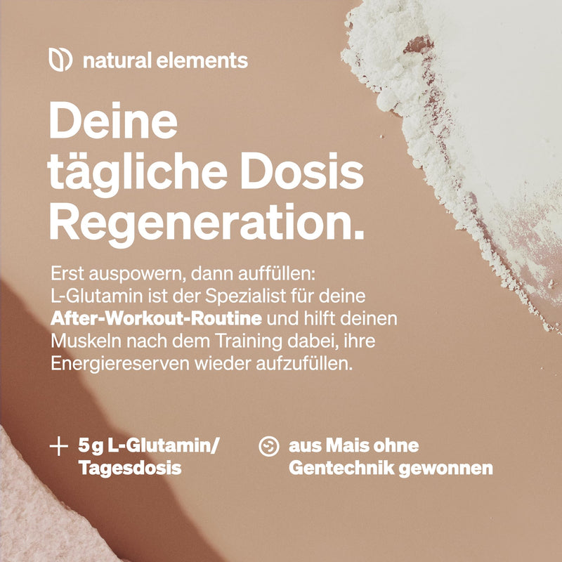 natural elements L-Glutamine powder - 500g - pure L-Glutamine - neutral in taste - vegan, high dosage, without additives - produced in Germany & laboratory tested - NewNest Australia