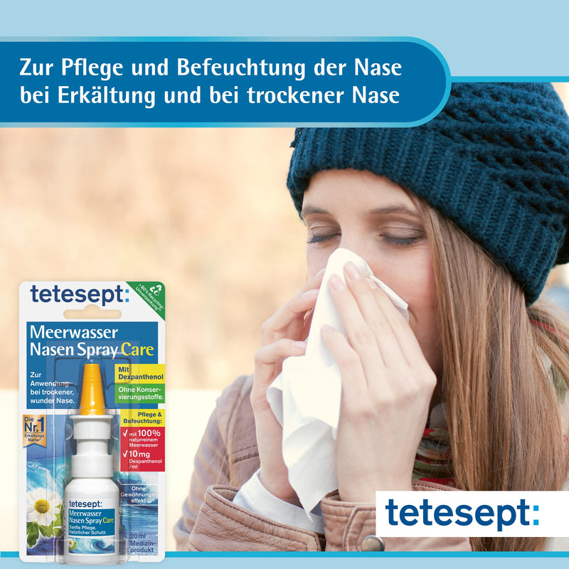 Tetesept Seawater Nasal Spray Care - Nourishing And Decongestant Nasal Spray For Natural Cleansing & Regeneration Of The Nasal Mucosa In Case Of A Cold - 5 X 20 Ml - NewNest Australia