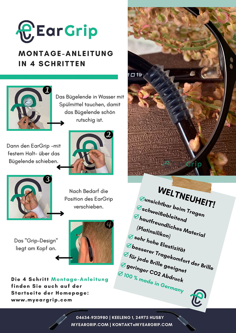 Eargrip Non-Slip Cover For Glasses Arms As Stopper Of The Glasses Temple Ends. Rubber Slip Stop For Reading Glasses, Sports Glasses Or Sunglasses, Non-Slip Holder Of The Ear Frame - NewNest Australia