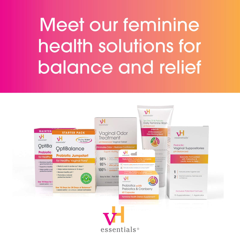 vH essentials Probiotics with Prebiotics and Cranberry Feminine Health Supplement - 60 Capsules 60 Count (Pack of 1) - NewNest Australia