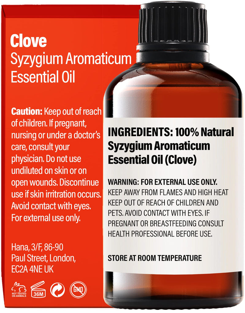 H’ana Clove Oil for Tooth Aches & Pain Relief - 100% Pure and Natural Clove Essential Oil - Therapeutic Grade Clove Oil Essential Oil - Clove Oil for Hair Growth, Skin, Teeth & Gums (30ml) - NewNest Australia