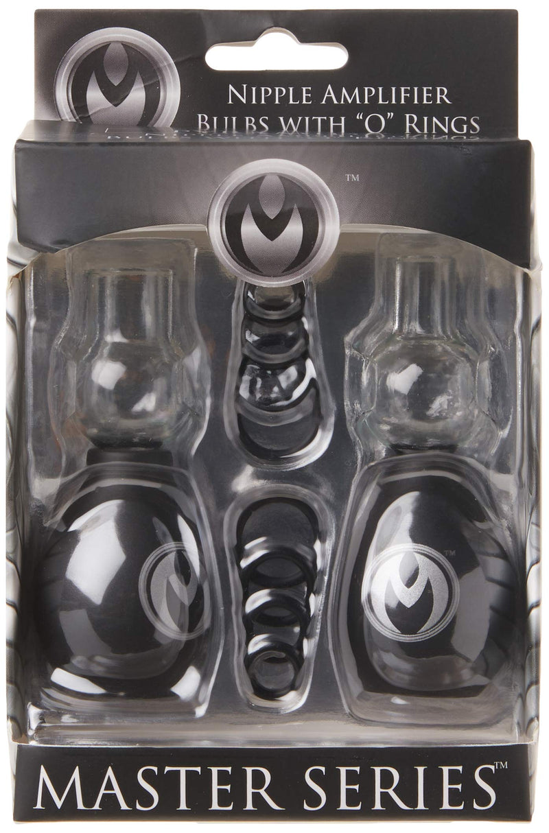 Master Series Nipple Amplifier Enlargement Bulbs with O-Rings | Engorge Your or Your Partner's Nipples, Increasing Sensitivity and Size | 2 Glass Bulb Pumps and 8 Rubber O-Rings Included - NewNest Australia