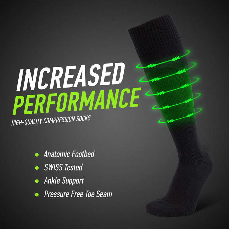 High quality compression socks for men and women, ankle protection and metatarsal support, flat lace seams, for running, sports, recovery, blood circulation, flight, Made in EU M All Black - NewNest Australia