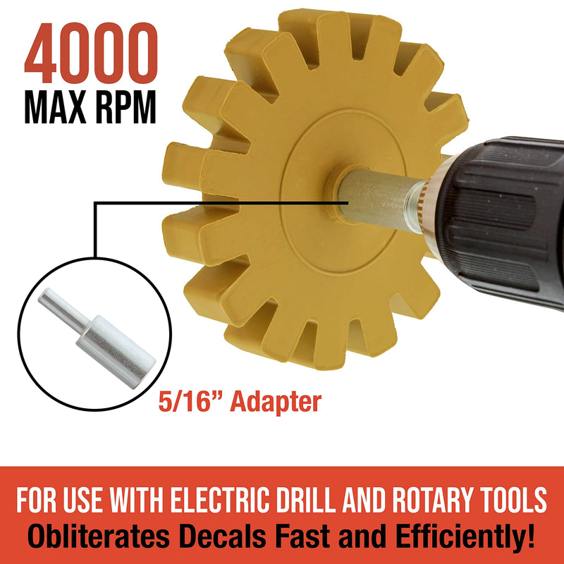 TCP Global Rubber Eraser Wheel, 3.5” Knobby Slotted Edge Pad with Drill Adapter - Adhesive Remover Tool, Removes Decals, Pinstripes, Stripes, Vinyl, Stickers, Graphics Removal on Cars Trucks RVs Signs - NewNest Australia