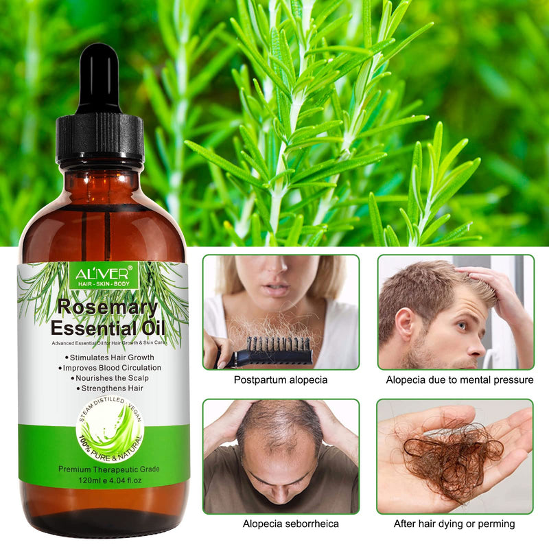 Rosemary Oil For Hair Growth & Skin Care - 100% Pure Rosemary Essential Oil For Eyebrows And Eyelashes, Nourishes The Scalp, Stimulates Hair Growth For Men Women (Pack Of 1 X 120 Ml) - NewNest Australia