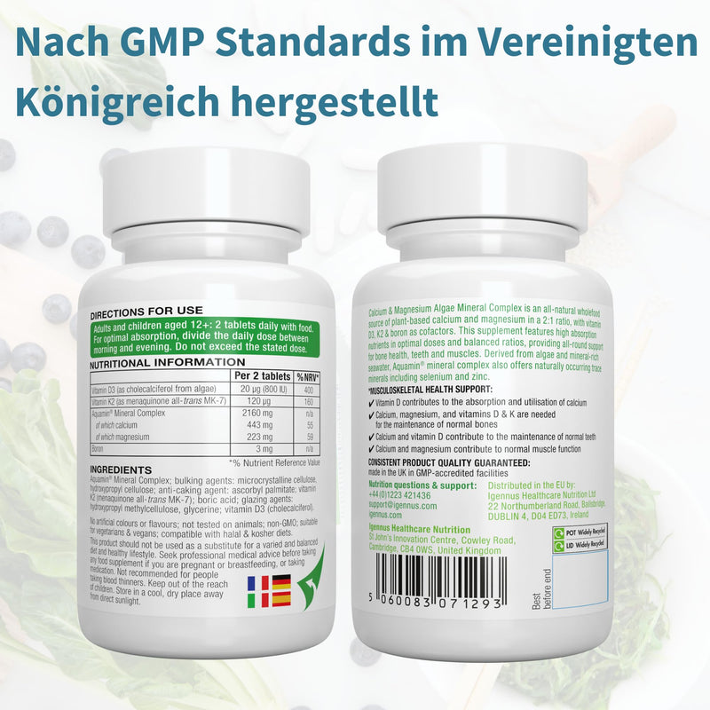 Mariner Calcium & Magnesium Bone Complex with boron, vitamin D3 & K2, high dosage, vegan, 60 tablets, from Igennus - NewNest Australia