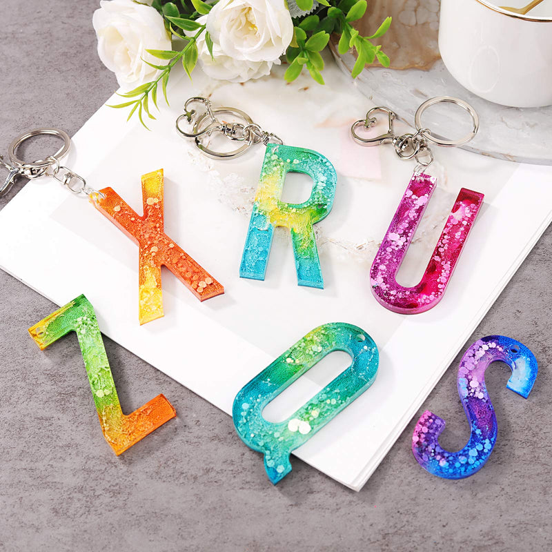 LET'S RESIN Alphabet Keychain Molds with Hole, Large Alphabet Resin Silicone Molds for Epoxy, Resin Letter Molds for Keychain Jewelry Pendant Making - NewNest Australia