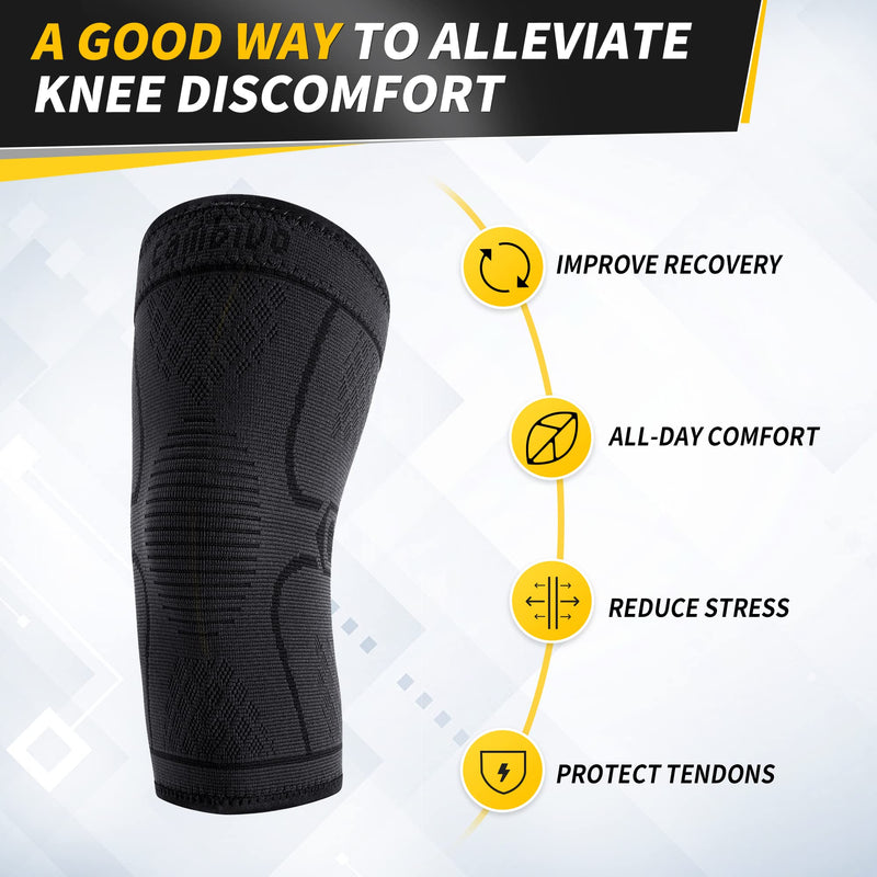 CAMBIVO Knee Support for Women & Men 2 pack, Knee Brace Support and Knee Compression Sleeves for Weight Lifting, Running, Volleyball, Gym, Arthritis, Joint Pain, Meniscus Tear M Black - NewNest Australia