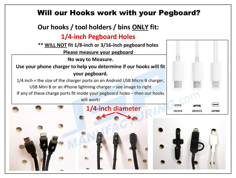 Plastic White J Style Pegboard Hooks Garage Tool Storage fits 1/4" Pegboard Holes (Pegboard NOT Included) (100) 100 - NewNest Australia