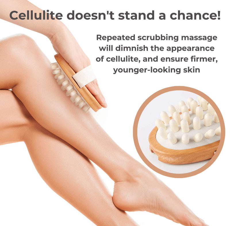 Dry Brushing Body Brush Set - Best for Cellulite, Lymphatic Drainage & Skin Exfoliating - Natural Bristle Spa Kit - Long Handle Back Scrubber, Massager & Face Exfoliator for Radiant Skin - NewNest Australia