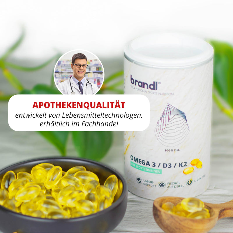 Vitamin D3 K2 Omega 3 Premium Capsules | brandl® Made in Germany with fish oil Omega 3 from the EU | Optimized for athletes | 120 capsules 120 pieces (pack of 1) - NewNest Australia