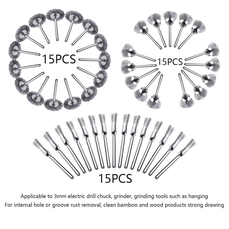 Rocaris 45PC Wire Brushes Set Steel Wheel Brushes Dremel Accessories for Rotary Tools - NewNest Australia