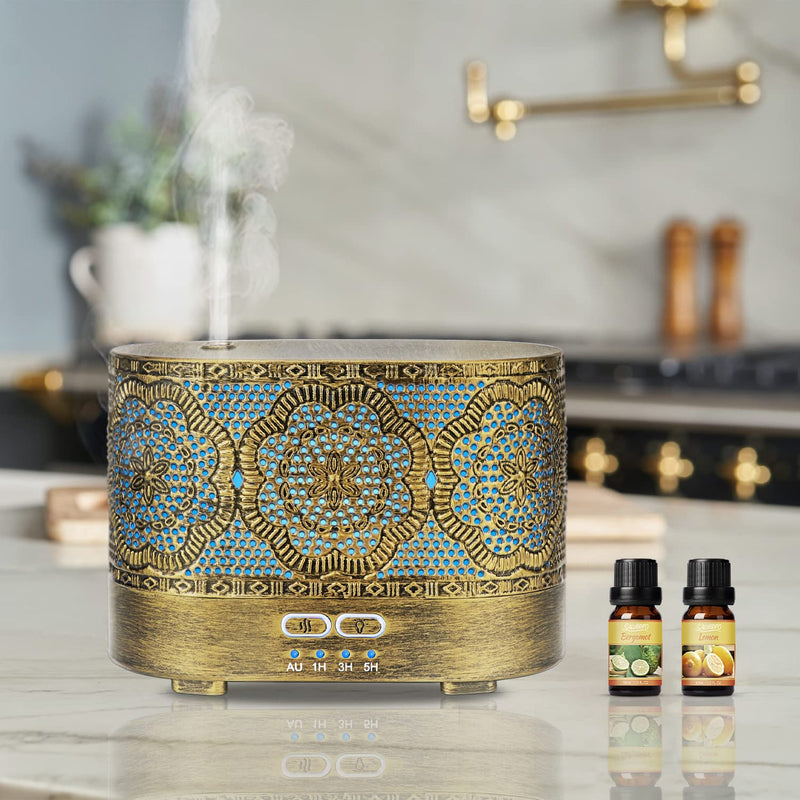 SALUBRITO Essential Oil Diffuser 300ml, Metal Aromatherapy Diffusers for Home, Scent Oil Diffuser Humidifier with Timer Mist & 7 Colors Night Light, Aroma Diffuser for Home Office - NewNest Australia