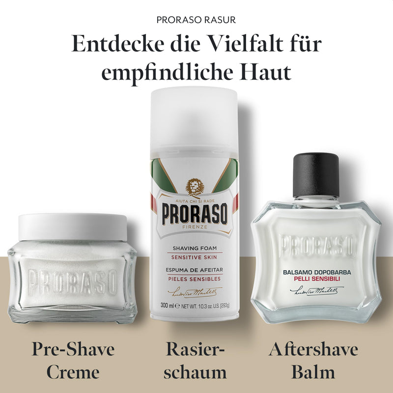 Proraso Shaving Foam Sensitive, 300 ml, shaving foam for men with oat and green tea extracts soothes and prevents irritation, Made in Italy, White Vanilla - NewNest Australia
