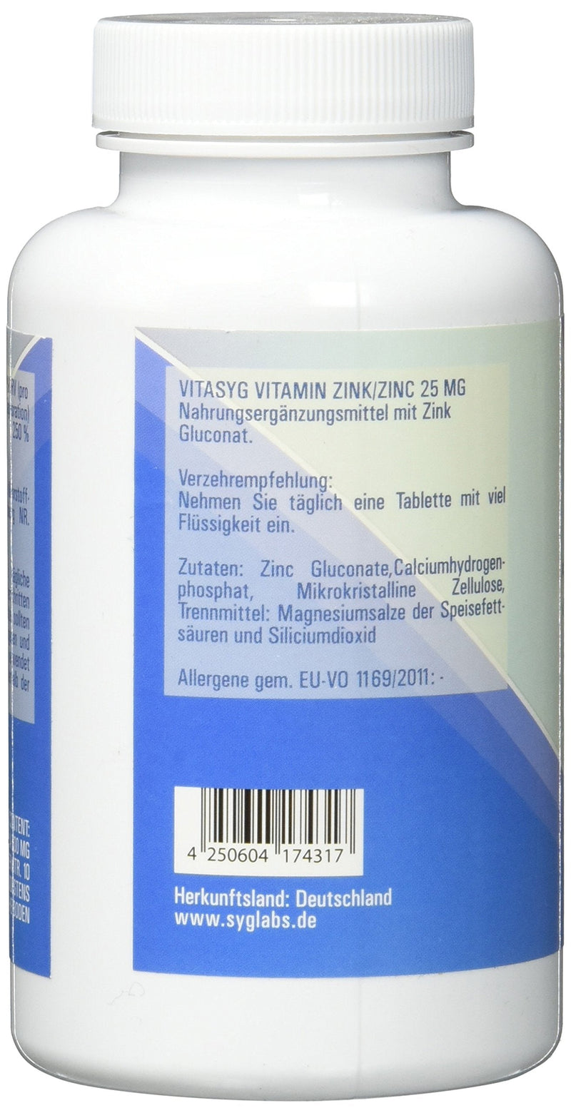 Zinc 25mg - 365 tablets - Zinc Gluconate - 12 month supply - just one tablet daily single - NewNest Australia