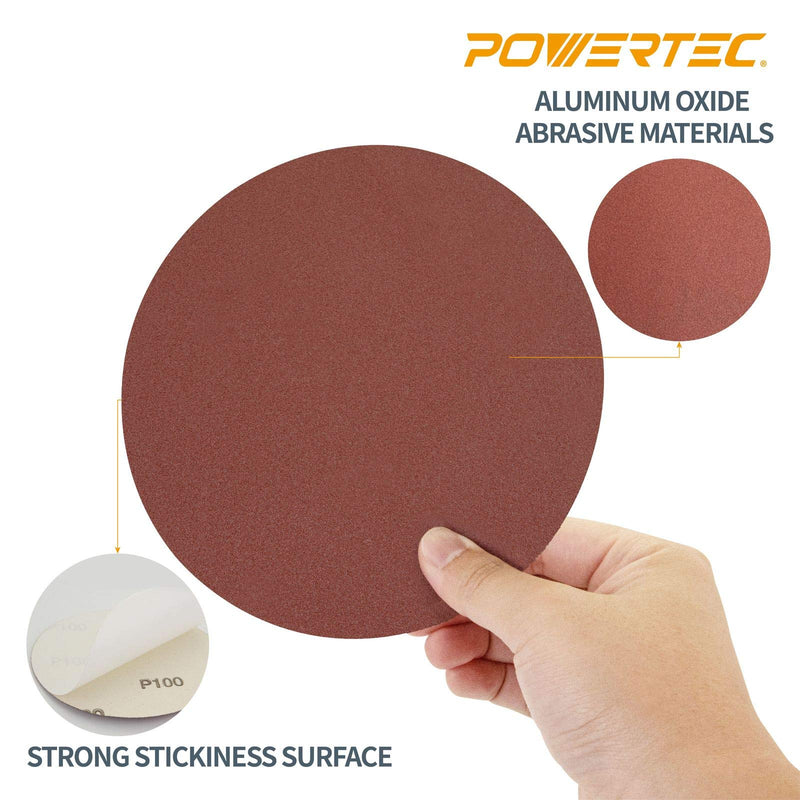 POWERTEC 110541 8-Inch PSA Aluminum Oxide Adhesive Sanding Disc w/Assorted Grits for Automotive and Woodworking, Assorted Grits 60/80/100/120/180/240-30 Pack - NewNest Australia