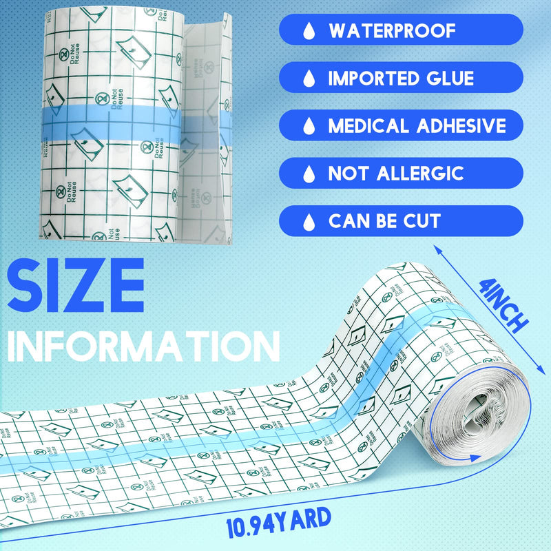 Transparent Stretch Adhesive Bandage Waterproof Bandage Clear Adhesive Bandages Dressing Tape for (4 inch × 10.94 Yard) 4x393.8 Inch (Pack of 1) - NewNest Australia