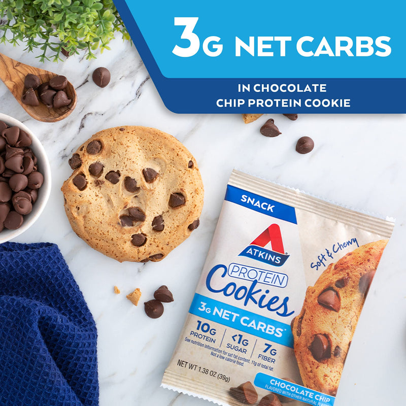 Atkins Protein Cookie Chocolate Chip, 4 Count 1.38 Ounce (Pack of 4) - NewNest Australia