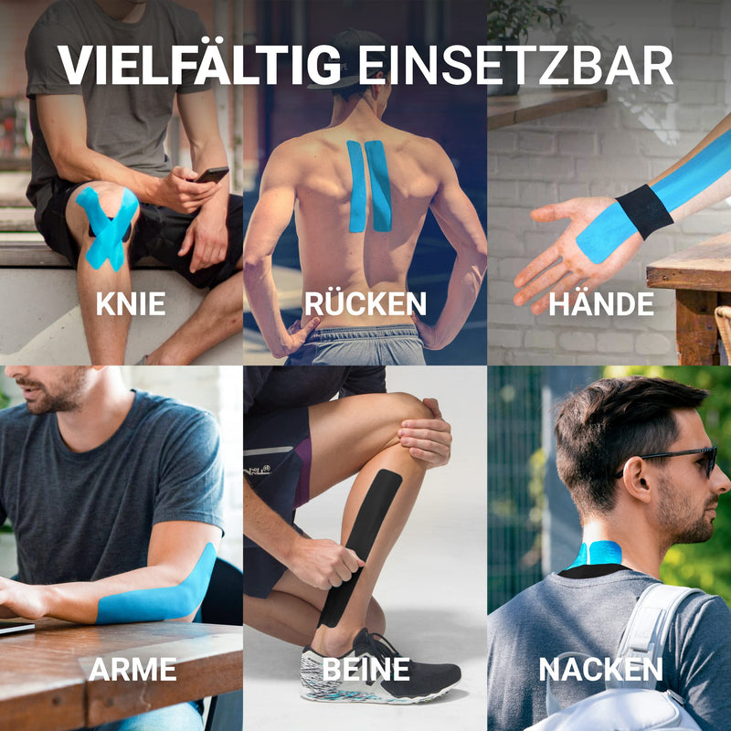 TRUETAPE Kinesiotapes - 2 Kinesiology Tape Rolls (5m x 5cm) | waterproof & elastic Kinesiotape | Skin-friendly sports tapes I blue & black 500 x 5 cm (2 pieces) black + blue - NewNest Australia