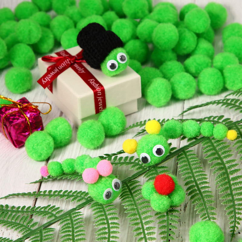 Shappy Christmas 500 Pieces 1 Inch Craft Pom Pom Balls for DIY Creative Crafts Decorations Kids Craft Project Home Party Holiday Decorations (Green) Fruit Green - NewNest Australia
