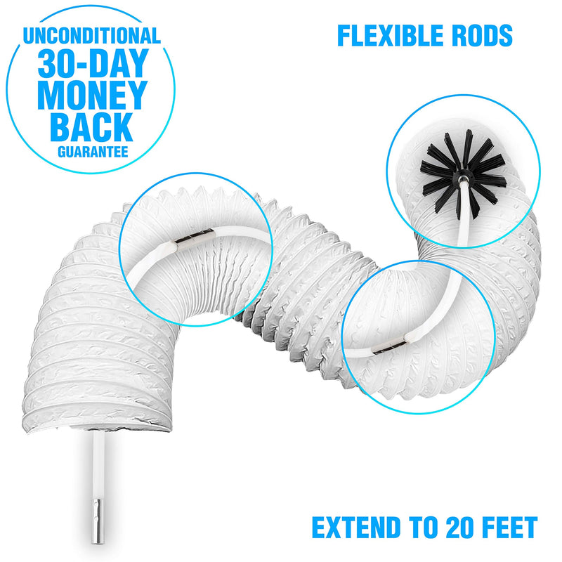 Dryer Vent Cleaner Kit -(20-Feet) Innovative Lint Remover Reusable Strong Nylon| Flexible Lint Brush with Drill Attachment for Faster Cleaning - NewNest Australia