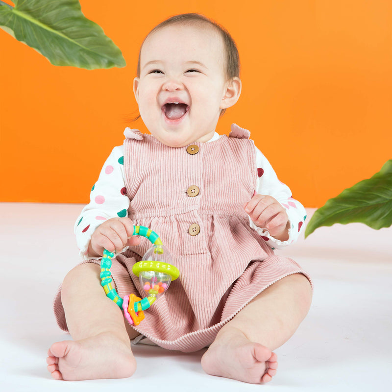 Bright Starts Grab & Spin Baby Rattle & BPA-Free Teether Toy, Ages 3 Months+, Colors May Vary Spin Rattle - NewNest Australia