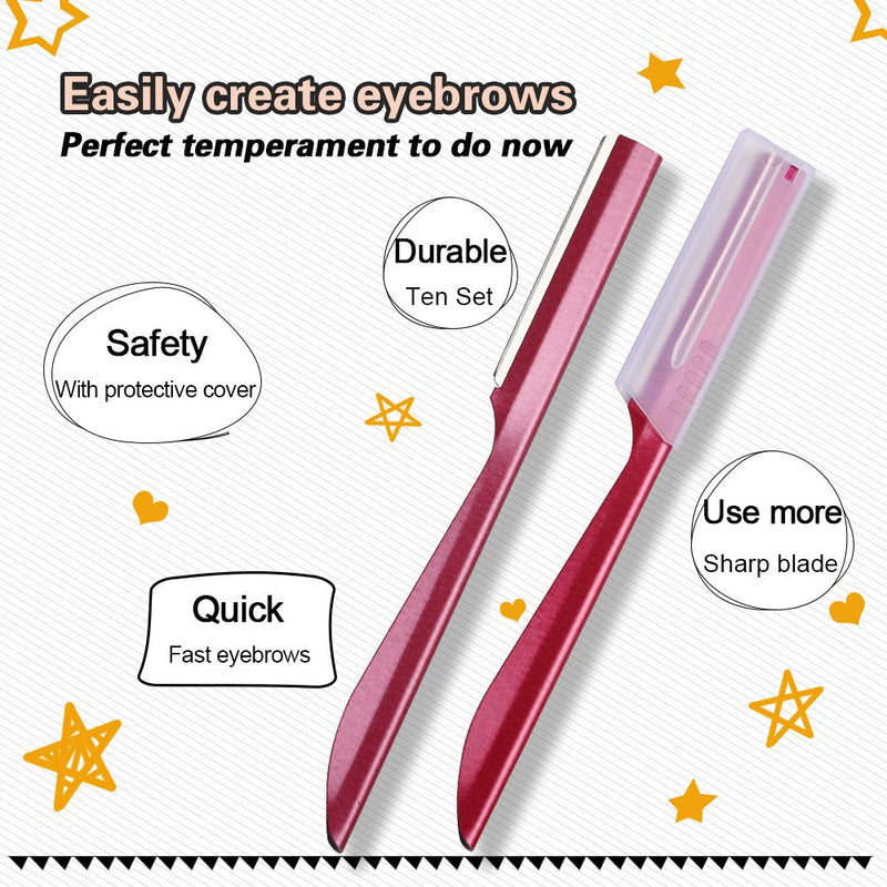 Eyebrow Razor, Miss Gorgeous 10pcs Razor Eyebrow Eyes Eyebrow Repair Facial Hair Remover Trimmer Shaving Installation Kit for Fashion Girls Women Pink - NewNest Australia