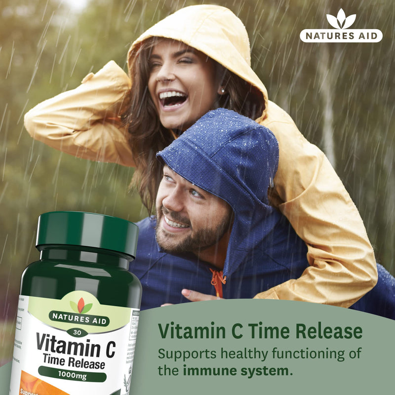 Natures Aid Vitamin C, Time Release 30 Tablets, 1000 mg (with Citrus Bioflavonoids, Slow Release, for the Normal Function of the Immune System, Vegan Society Approved, Made in the UK) - NewNest Australia