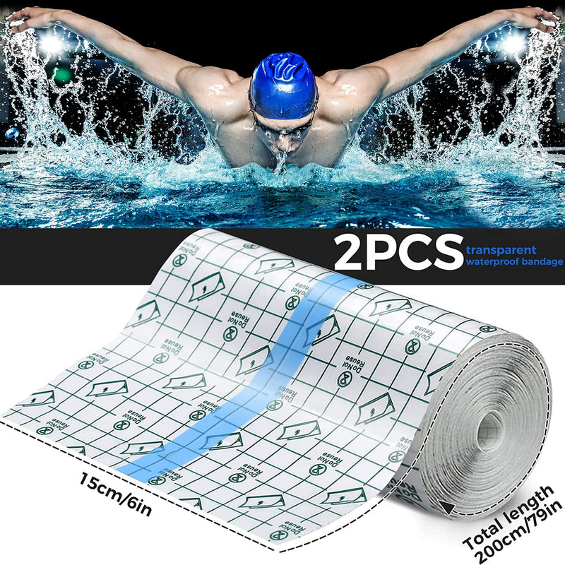 Burgeon Shower Plasters Waterproof Plasters 2 Pieces 15 Cm X 2 M Tattoo Plasters Waterproof Transparent Bandage Tattoo Film Healing Medical Tape Second Skin For Sports, Showers, Swimming - NewNest Australia