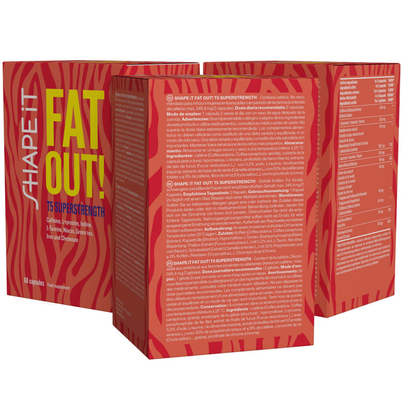 Sensilab Fat Out! T5 Superstrength - Taurine - Caffeine And Green Tea Extract - Powerful Fat Burner For Men And Women - Enriched With Iron, Iodine, Chrome And Vitamin B3-5-In-1 Effect - 180 Capsules - NewNest Australia
