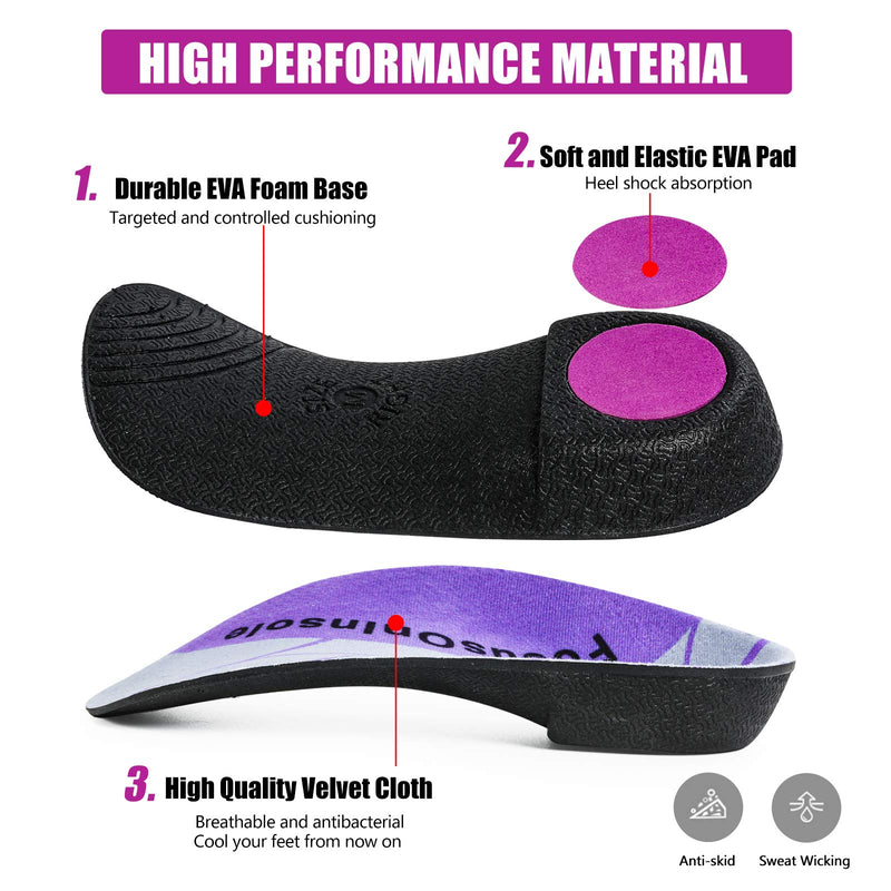 Plantar Fasciitis 3/4 Length Insoles, High Arch Supports Orthotic Insoles, Men/Women, 1 Pair, Flat Feet, Over-Pronation, Heel Spur Pain Relief Shoe Inserts for Walking Running Sport Medium(6-9.5 UK) - NewNest Australia