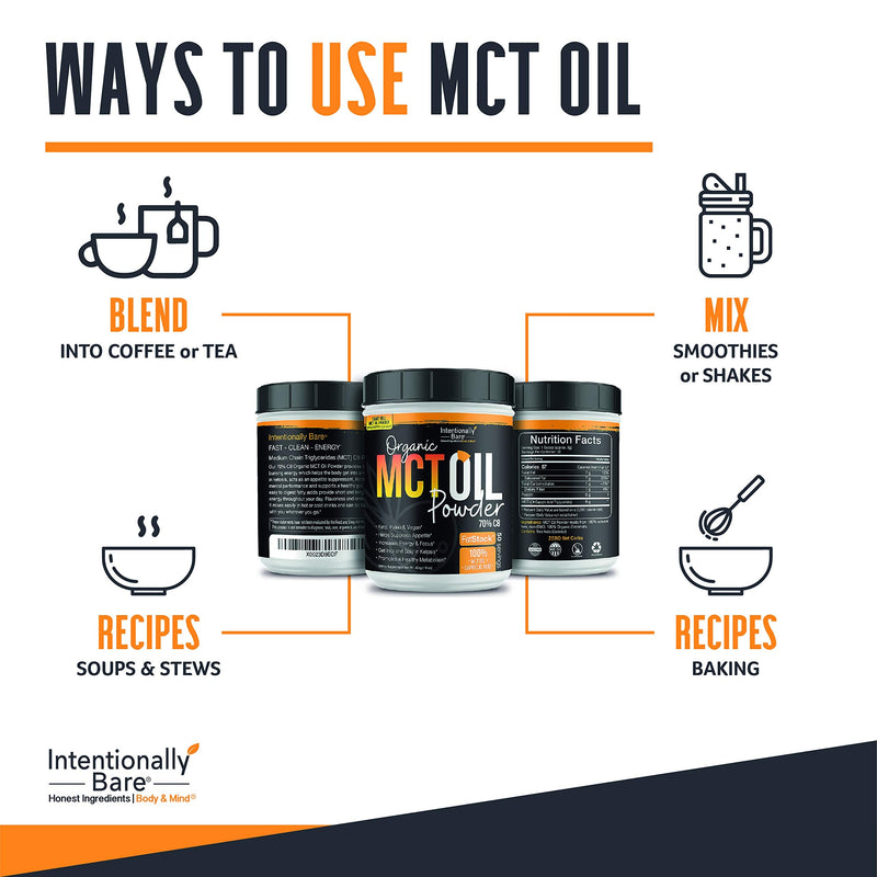 Organic MCT Oil Powder - Zero Net Carbs - No Grit Formula - Keto - Paleo - Vegan Friendly - 70% C8 - 30% C10 - Excellent in Shakes - Smoothies & Coffee - Unflavored - 50 Servings - NewNest Australia