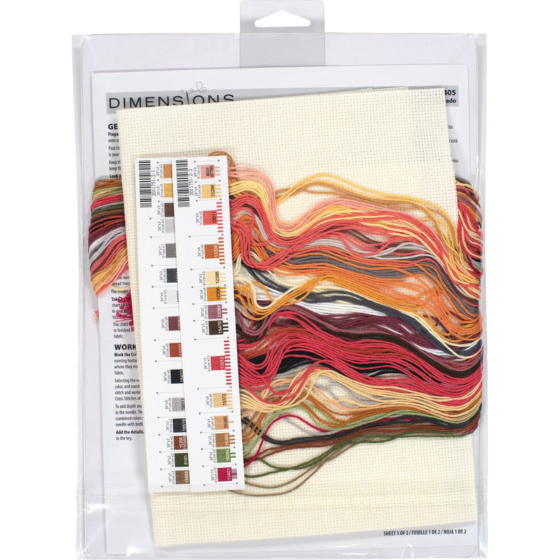 Dimensions Golden Ride Dog Cross Stitch Set, 14" x 10", 14 Count Ivory Aida 4 Piece - NewNest Australia