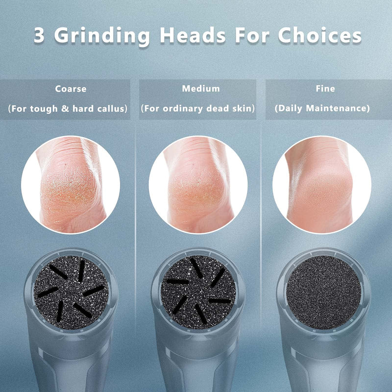 Callus Remover Electric Rechargeable Callus Removal Foot Electric Ipx7 Waterproof Led Display Pedicure Set Foot Care Electric With Vacuum System, 2 Speeds & 3 Grinding Heads - NewNest Australia