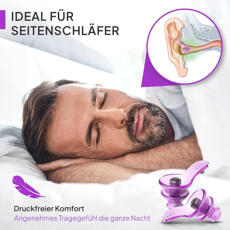 Senner ® DreamPro - Ear plugs for peaceful sleep - Hearing protection ideal in noisy environments and for side sleepers - Anti snoring ear plugs - Hypoallergenic, with 2 sizes, aluminum container - NewNest Australia