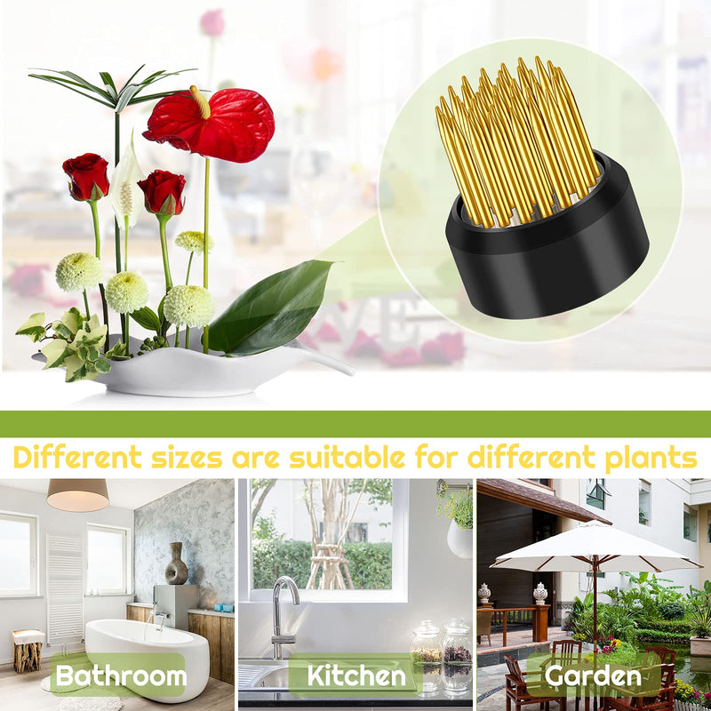 3 Pieces Flower Holder Round Flower Arranger Flower Fixed Tools Japanese Flower Holder Floral Arrangement Pin Holder for Flower Arrangement, Plant Fixation (Gold, 0.91 Inch, 1.02 Inch, 1.3 Inch) - NewNest Australia