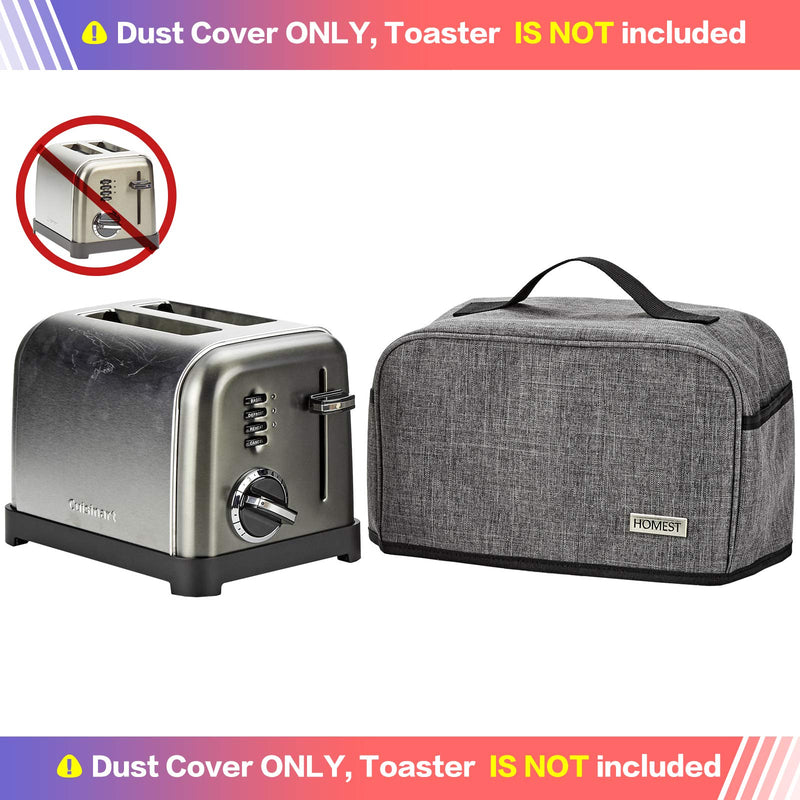 HOMEST Toaster Dust Cover with Pockets Compatible with Cuisinart 2 Slice Toaster, Can Hold Jam Spreader Knife & Toaster Tongs, Dust and Fingerprint Protection, Grey Gray Fit For Cuisinart 2 Slice Toaster - NewNest Australia