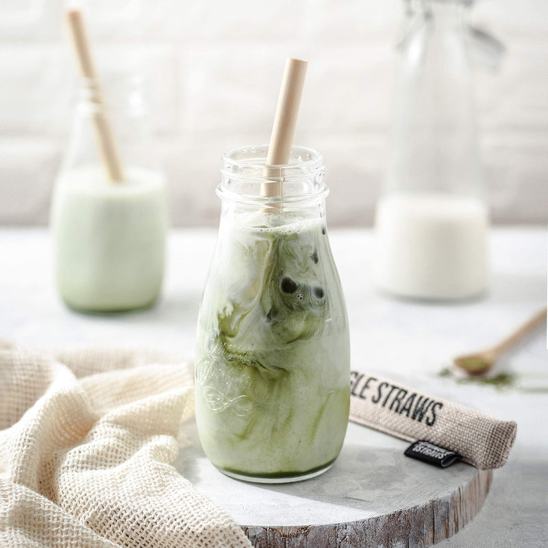 Jungle Straws® Reusable Bamboo Drinking Straws | Pack of 6 Including Boba Straw for Bubble Tea, Storage Bag, Pouch & Cleaning Brush | Zero Waste Natural Straws | Eco Friendly & Organic | Plastic Free Ash - NewNest Australia