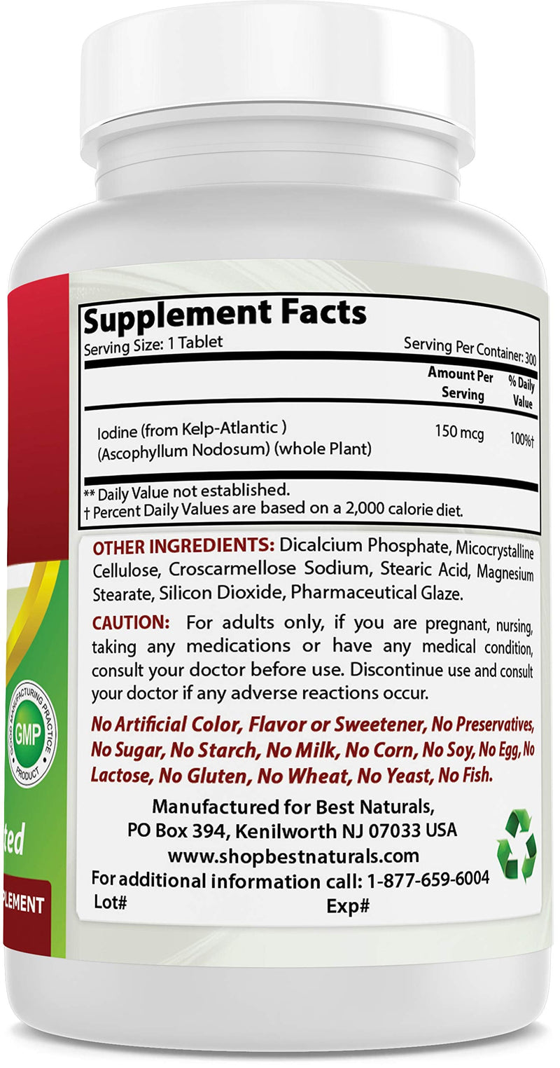 Best Naturals Kelp Supplement 150 Mcg Tablet, 300 Count - NewNest Australia