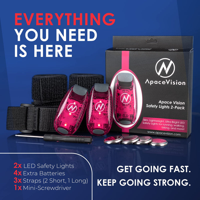 LED Safety Light (2 Pack) + Free Bonuses | Clip On Strobe/Running Lights for Runners, Dogs, Bike, Walking | The Best High Visibility Accessories for Your Reflective Gear, Bicycle etc Pink - NewNest Australia